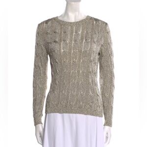 Ralph Lauren Black Label Metallic Cable Knit Sweater S